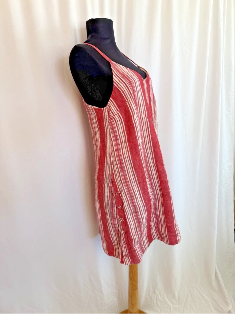 AYR Red White Striped Linen Dress - Size Small - Picture 3 of 6